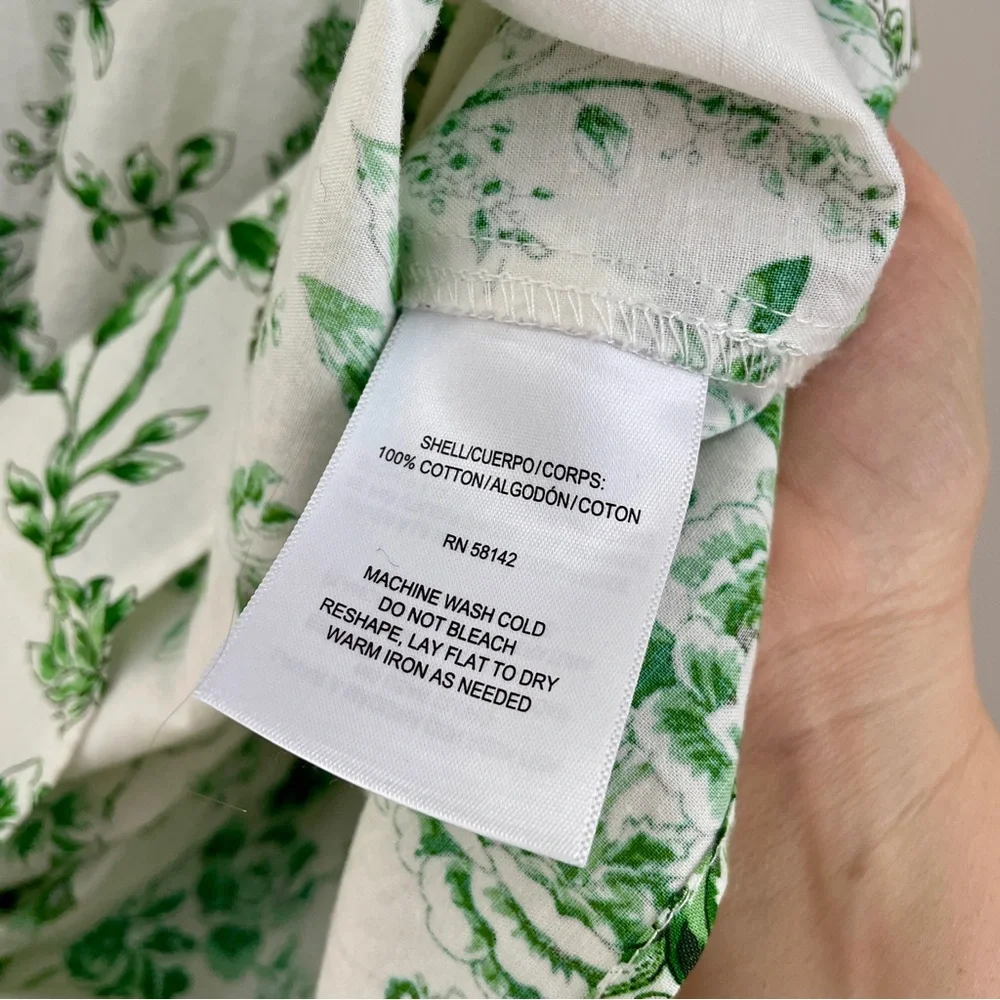 Gal Meets Glam Lisa Green White Toile Floral Tiered Mini Dress 4 - Picture 14 of 16